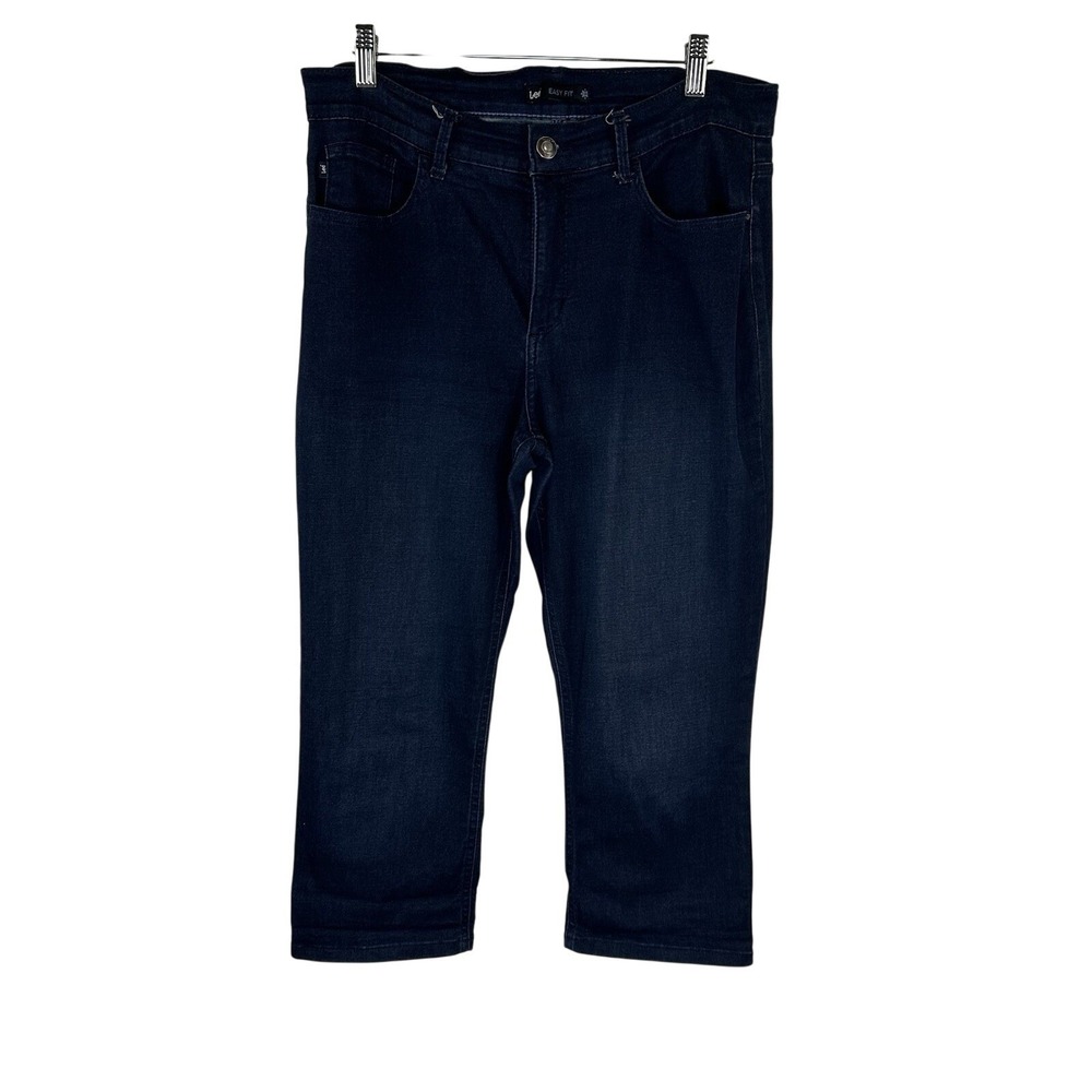 Lee Jeans Easy Fit‎ Denim Capris Crop Dark Wash Blue Pockets Women's 12 Medium